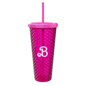 NWT Barbie + Cinemark Rare Limited Edition Pink Diamond Tumbler Reusable Straw
